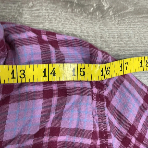 L.L. Bean Plaid Flannel Button Down Pleated Long Sleeve Top S - Picture 7 of 16